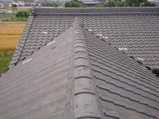 施工前　屋根　棟　瓦　様子　凍て　劣化　雨漏り　耐震