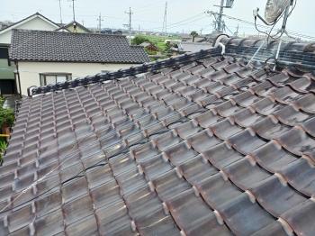 太陽熱温水器　撤去　完了　最後　屋根瓦　点検　清掃