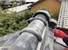 鬼瓦　付近　のし瓦　補修　空洞　なんばん漆喰　シルガード　埋める