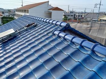 棟　築替え　7寸丸　一本葺せ　工事　完了　雨漏り　心配　無い　耐震　ｶﾞｲﾄﾞﾗｲﾝ工法