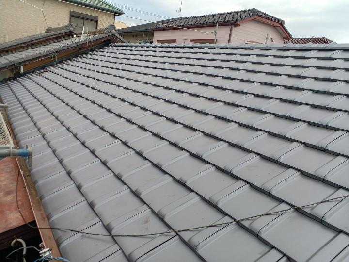 屋根　瓦　葺き替え　プラウドUU40　平板瓦　耐震　ｶﾞｲﾄﾞﾗｲﾝ工法　雨漏り