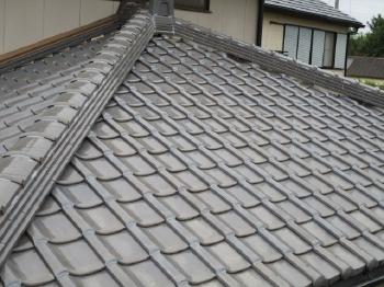 施工完了　平部(桟瓦)　ラバーロック工法　コーキング　瓦　ズレ　防止　飛ばない
