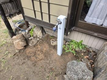 水道　配管　屋外　取替え　蛇口　立水栓