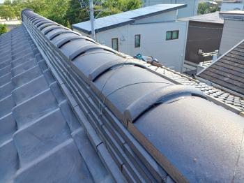 棟　伏間瓦　ズレ　コーキング　留め付け　縛り　銅線　増し締め　台風　対策