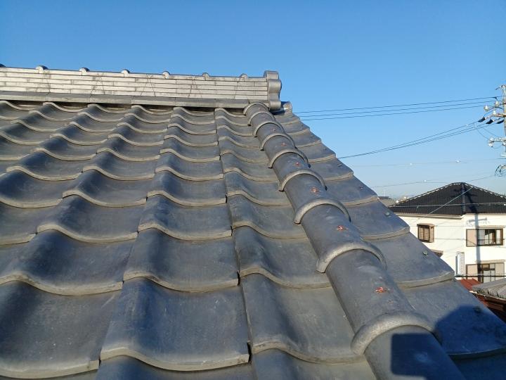 屋根　瓦　ツボ丸瓦　葺き直し　修理