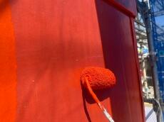 アクセント色　外壁　塗装　上塗り中