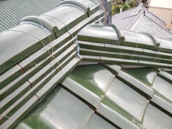 棟　伏間瓦　コーキング　棟止まり部　コーキング　施工