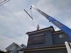 太陽熱温水器　ﾕﾆｯｸ　荷下ろし中　玉掛け　有資格者　作業　安全　キラ尾創