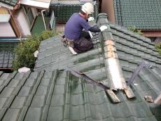 屋根　谷樋板金　廻り　棟　復旧　同時　緩み　銅線　締め直し
