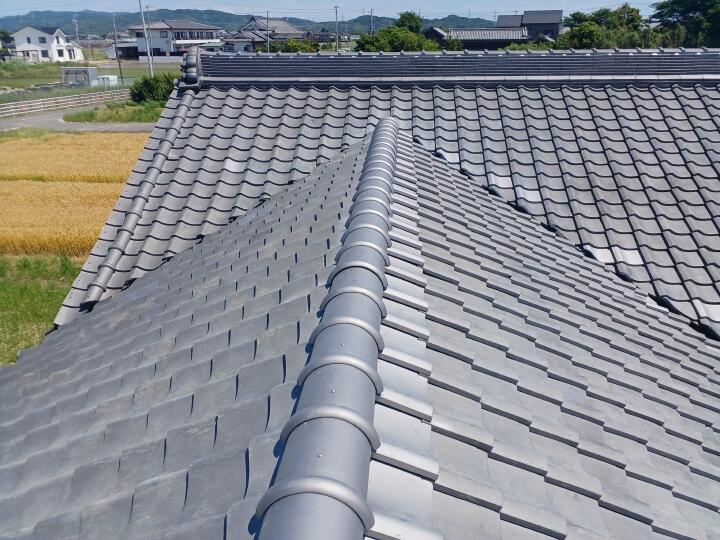 耐震工事　屋根　棟瓦　7寸丸瓦　1本葺せ