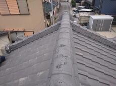 屋根　棟　瓦　様子　凍て　劣化　雨漏り　耐震　施工前