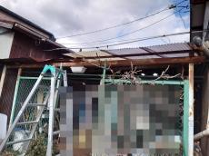 施工前　波板トタン　波板ポリカ　様子　屋根　修理　葺き替え