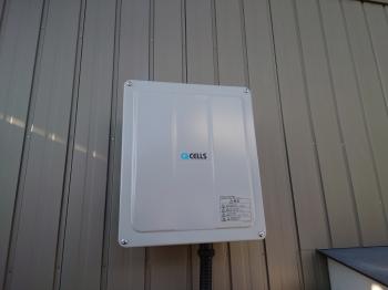 屋外用ﾊﾟﾜｰｺﾝﾃﾞｨｼｮﾅ　取付　完了　太陽光ﾊﾟﾈﾙ　直流電気　宅内　使用　交流電気　交換　機械