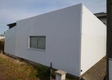 外壁　板金　張り　完了　全て　ｽﾃﾝﾚｽ　使用　笠木　取付
