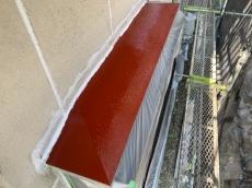 板金　庇　ｹﾚﾝ　錆止め　処理　塗装　外壁